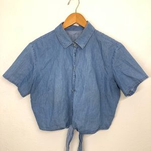 Denim Cropped Button Up American Apparel M/L